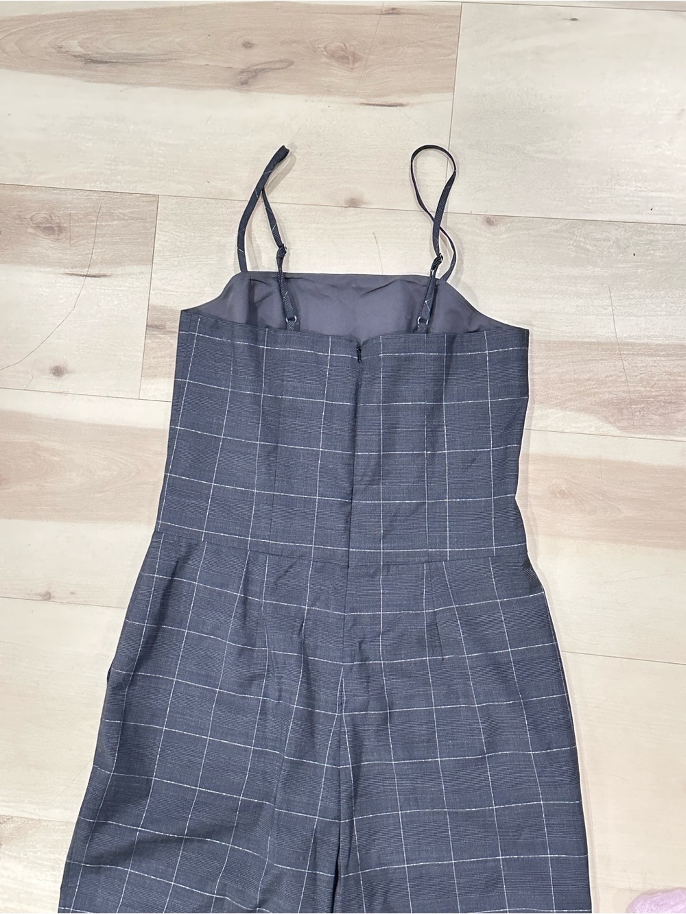 Banana Republic Shiny Plaid Strappy Jumpsuit Sz 4 Pockets Wool adjustable straps - Picture 7 of 10